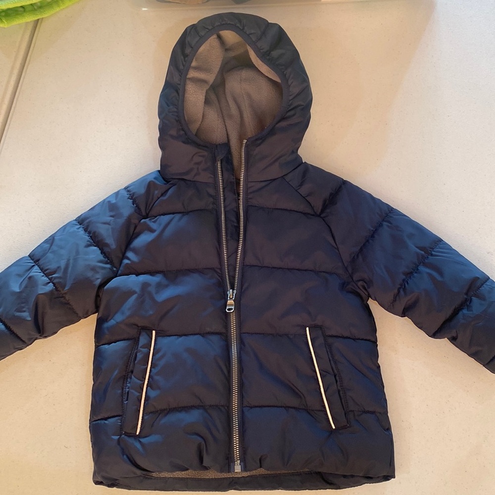 Winter Puffer Coat • 2T • Navy with Gray